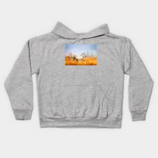 Gray Horse on an Autumn Day Kids Hoodie